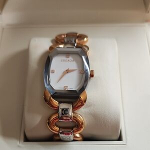 Escada Rose Gold and Silver Chain-Link Watch